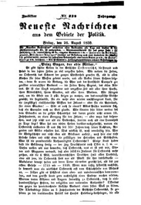 Neueste Nachrichten aus dem Gebiete der Politik (Münchner neueste Nachrichten) Freitag 26. August 1859