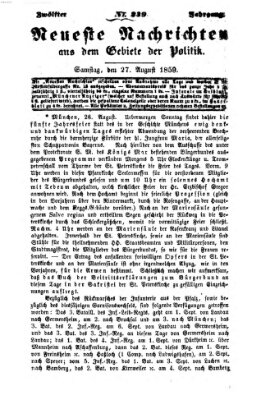 Neueste Nachrichten aus dem Gebiete der Politik (Münchner neueste Nachrichten) Samstag 27. August 1859