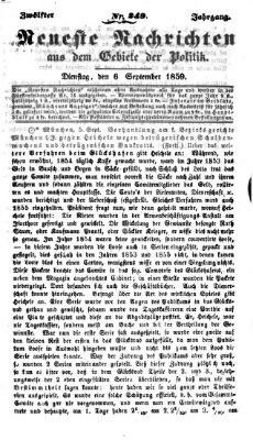 Neueste Nachrichten aus dem Gebiete der Politik (Münchner neueste Nachrichten) Dienstag 6. September 1859