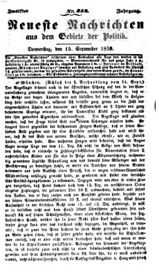 Neueste Nachrichten aus dem Gebiete der Politik (Münchner neueste Nachrichten) Donnerstag 15. September 1859