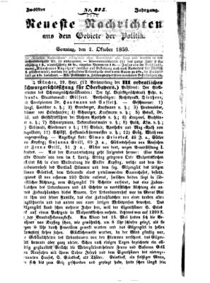 Neueste Nachrichten aus dem Gebiete der Politik (Münchner neueste Nachrichten) Sonntag 2. Oktober 1859