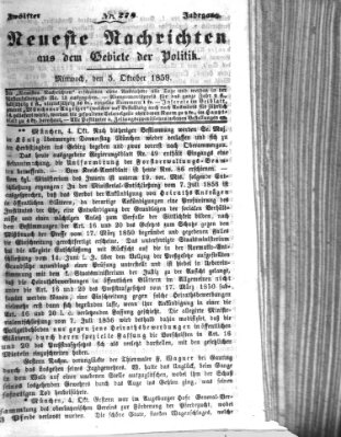 Neueste Nachrichten aus dem Gebiete der Politik (Münchner neueste Nachrichten) Mittwoch 5. Oktober 1859