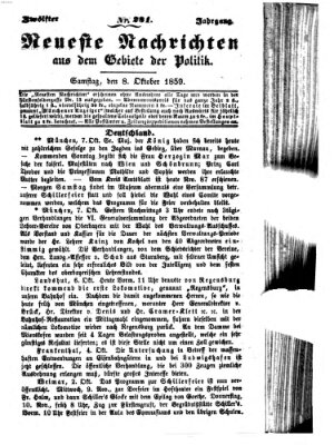 Neueste Nachrichten aus dem Gebiete der Politik (Münchner neueste Nachrichten) Samstag 8. Oktober 1859