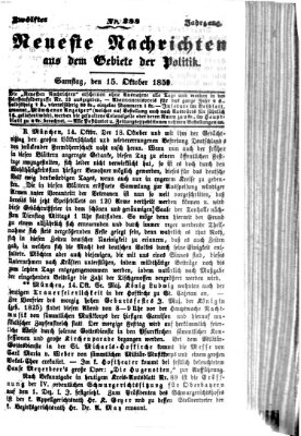 Neueste Nachrichten aus dem Gebiete der Politik (Münchner neueste Nachrichten) Samstag 15. Oktober 1859