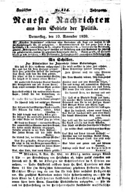 Neueste Nachrichten aus dem Gebiete der Politik (Münchner neueste Nachrichten) Donnerstag 10. November 1859