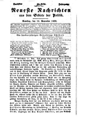 Neueste Nachrichten aus dem Gebiete der Politik (Münchner neueste Nachrichten) Samstag 12. November 1859