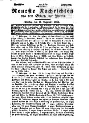 Neueste Nachrichten aus dem Gebiete der Politik (Münchner neueste Nachrichten) Dienstag 15. November 1859