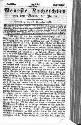 Neueste Nachrichten aus dem Gebiete der Politik (Münchner neueste Nachrichten) Donnerstag 17. November 1859