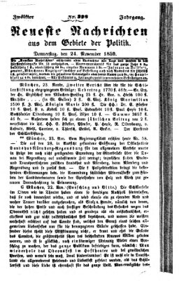 Neueste Nachrichten aus dem Gebiete der Politik (Münchner neueste Nachrichten) Donnerstag 24. November 1859