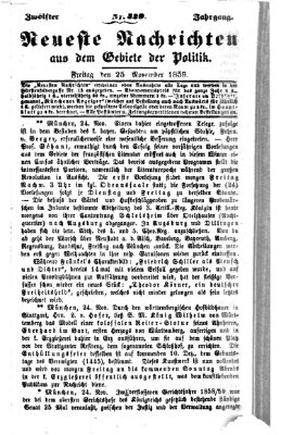 Neueste Nachrichten aus dem Gebiete der Politik (Münchner neueste Nachrichten) Freitag 25. November 1859