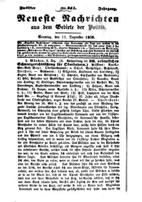 Neueste Nachrichten aus dem Gebiete der Politik (Münchner neueste Nachrichten) Sonntag 11. Dezember 1859