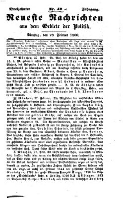 Neueste Nachrichten aus dem Gebiete der Politik (Münchner neueste Nachrichten) Dienstag 28. Februar 1860