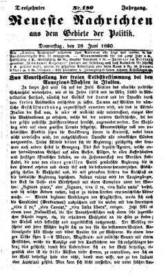 Neueste Nachrichten aus dem Gebiete der Politik (Münchner neueste Nachrichten) Donnerstag 28. Juni 1860