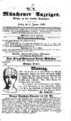 Münchener Anzeiger (Münchner neueste Nachrichten) Freitag 6. Januar 1860