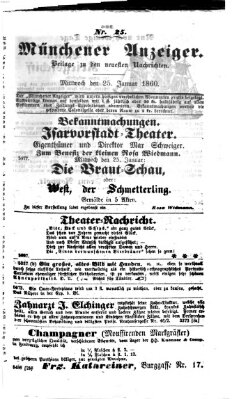 Münchener Anzeiger (Münchner neueste Nachrichten) Mittwoch 25. Januar 1860