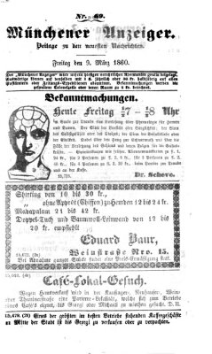 Münchener Anzeiger (Münchner neueste Nachrichten) Freitag 9. März 1860