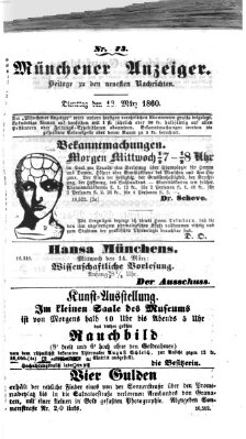 Münchener Anzeiger (Münchner neueste Nachrichten) Dienstag 13. März 1860