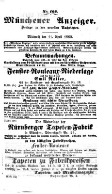 Münchener Anzeiger (Münchner neueste Nachrichten) Mittwoch 11. April 1860