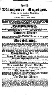 Münchener Anzeiger (Münchner neueste Nachrichten) Dienstag 1. Mai 1860