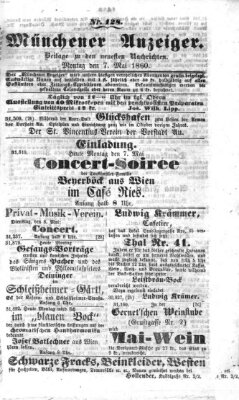 Münchener Anzeiger (Münchner neueste Nachrichten) Montag 7. Mai 1860