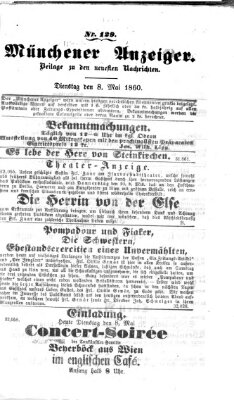 Münchener Anzeiger (Münchner neueste Nachrichten) Dienstag 8. Mai 1860