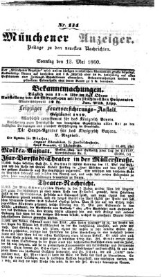 Münchener Anzeiger (Münchner neueste Nachrichten) Sonntag 13. Mai 1860