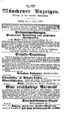 Münchener Anzeiger (Münchner neueste Nachrichten) Freitag 1. Juni 1860