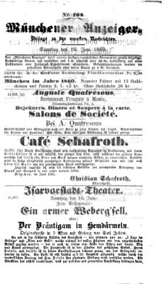 Münchener Anzeiger (Münchner neueste Nachrichten) Samstag 16. Juni 1860