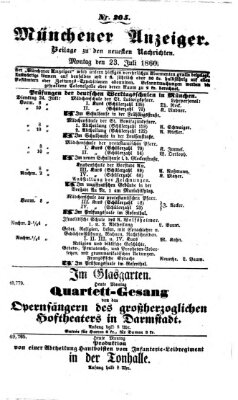 Münchener Anzeiger (Münchner neueste Nachrichten) Montag 23. Juli 1860