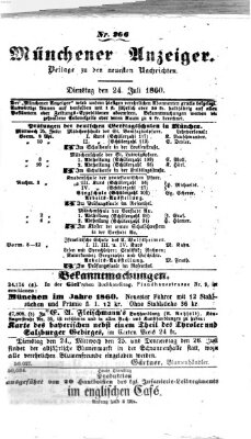 Münchener Anzeiger (Münchner neueste Nachrichten) Dienstag 24. Juli 1860