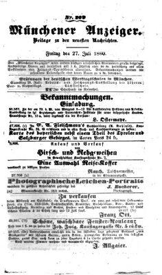 Münchener Anzeiger (Münchner neueste Nachrichten) Freitag 27. Juli 1860