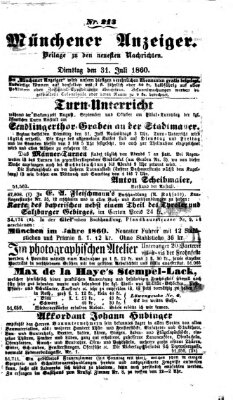 Münchener Anzeiger (Münchner neueste Nachrichten) Dienstag 31. Juli 1860