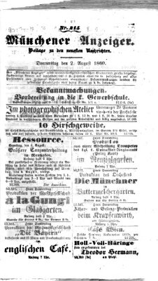 Münchener Anzeiger (Münchner neueste Nachrichten) Donnerstag 2. August 1860