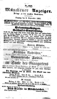 Münchener Anzeiger (Münchner neueste Nachrichten) Sonntag 9. September 1860