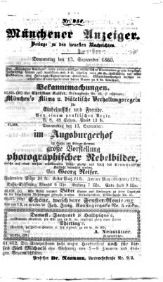 Münchener Anzeiger (Münchner neueste Nachrichten) Donnerstag 13. September 1860