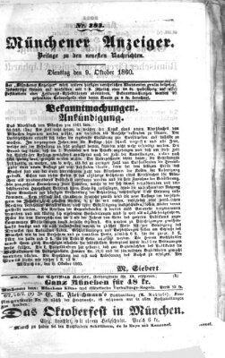 Münchener Anzeiger (Münchner neueste Nachrichten) Dienstag 9. Oktober 1860