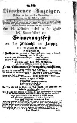 Münchener Anzeiger (Münchner neueste Nachrichten) Freitag 12. Oktober 1860