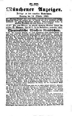 Münchener Anzeiger (Münchner neueste Nachrichten) Sonntag 14. Oktober 1860