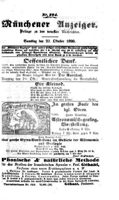 Münchener Anzeiger (Münchner neueste Nachrichten) Samstag 20. Oktober 1860