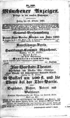 Münchener Anzeiger (Münchner neueste Nachrichten) Freitag 26. Oktober 1860