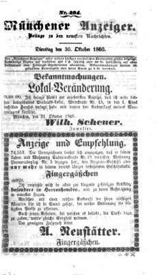 Münchener Anzeiger (Münchner neueste Nachrichten) Dienstag 30. Oktober 1860