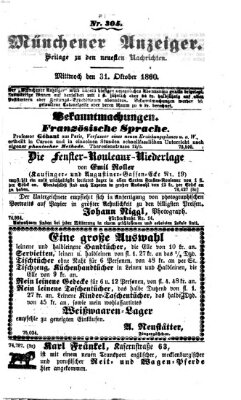 Münchener Anzeiger (Münchner neueste Nachrichten) Mittwoch 31. Oktober 1860