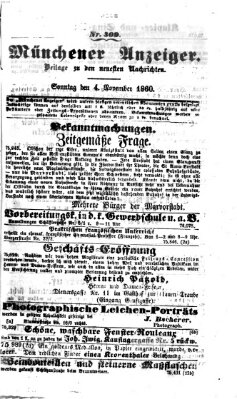 Münchener Anzeiger (Münchner neueste Nachrichten) Sonntag 4. November 1860