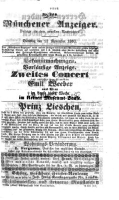 Münchener Anzeiger (Münchner neueste Nachrichten) Dienstag 13. November 1860