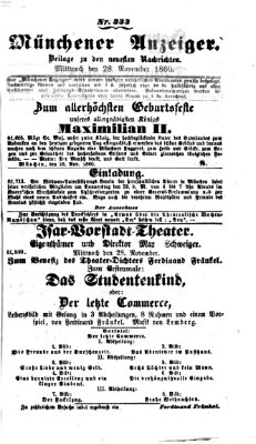 Münchener Anzeiger (Münchner neueste Nachrichten) Mittwoch 28. November 1860