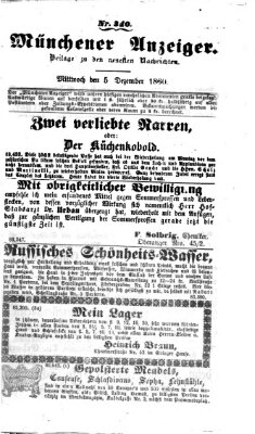 Münchener Anzeiger (Münchner neueste Nachrichten) Mittwoch 5. Dezember 1860