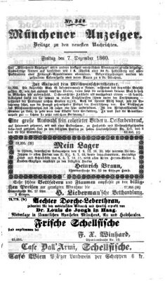 Münchener Anzeiger (Münchner neueste Nachrichten) Freitag 7. Dezember 1860