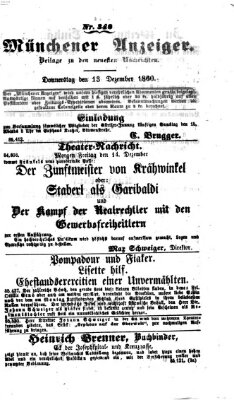 Münchener Anzeiger (Münchner neueste Nachrichten) Donnerstag 13. Dezember 1860