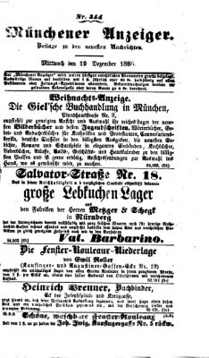 Münchener Anzeiger (Münchner neueste Nachrichten) Mittwoch 19. Dezember 1860