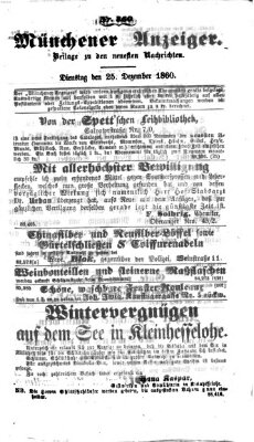 Münchener Anzeiger (Münchner neueste Nachrichten) Dienstag 25. Dezember 1860